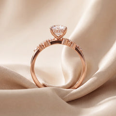 1.83 CT Oval Solitaire Side Stone Diamond Ring
