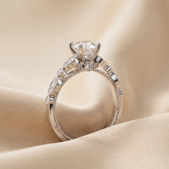 1.38 CT Round Diamond Vintage Milgrain Ring