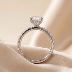 2.89 CT Emerald-cut Diamond Pavé Ring