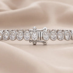 12.25 CT Oval Cut Diamond Bezel Tennis Bracelet