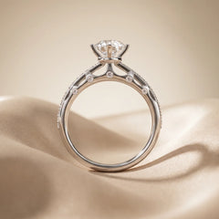 1.23 CT Round Diamond Pavé Cathedral Ring