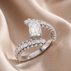 1.77 CT Emerald Diamond Bypass Ring