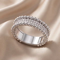 0.34 CT Round Diamond Beaded Edge Band Ring
