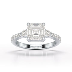Asscher Cut 2.33 CT Lab Diamond Engagement Ring - Jama Jewels 