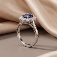 1.86 CT Oval Sapphire Halo Ring