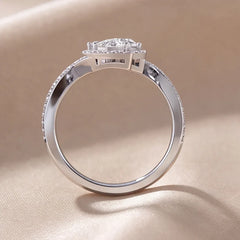 1.41 CT Pear Diamond Triple Pear Halo Ring