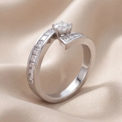 1.46 CT Round & Baguette Diamond Bypass Ring