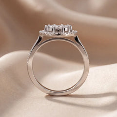 0.88 CT Round & Pear Diamond Flower Halo Ring