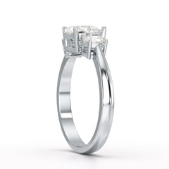 1.25 CT Three Stone Pear Oval Cut Lab Diamond Ring