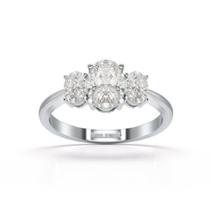 1.4 CT Three Stone Oval Cut Lab Diamond Ring