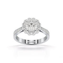 1.55 CT Round Cut Halo Lab Diamond Ring