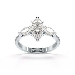 1.6 CT Marquise Cut Three Stone Lab Diamond Ring