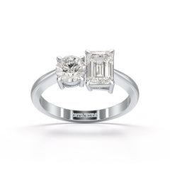 1.6 CT Emerald and Round Lab Diamond Ring