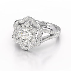1.95 CT Round Cut Halo Lab Diamond Ring