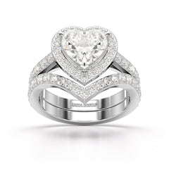 2.85 CT Lab Diamond Heart Shaped Halo Ring