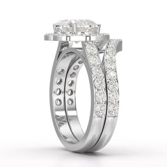 2.85 CT Lab Diamond Heart Shaped Halo Ring