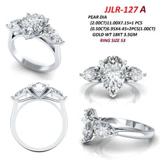 3 CT Pear Three Stone Ring