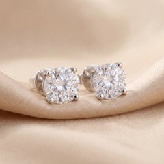 1 CT Round Four-Prong Stud Earrings