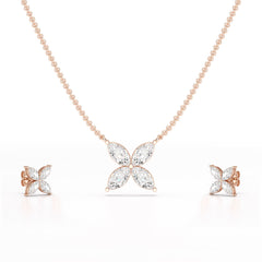3.2 CT Marquise Cut Lab Diamond Earring and Pendant Set