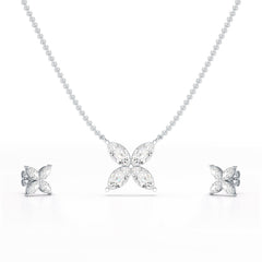 3.2 CT Marquise Cut Lab Diamond Earring and Pendant Set