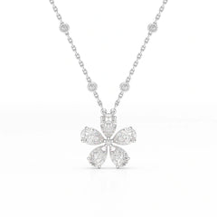 3.29 CT Pear Cut Lab Diamond Chain Pendant