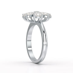 3.8 CT Pear Cut Lab Diamond Flower Shape Ring