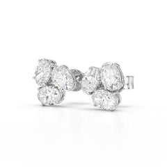 3 CT Lab Diamond Oval Cut Three Stone Earrings