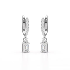 4.42 CT Emerald Cut Drop Lab Diamond Earring