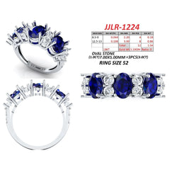 4.04 CT Oval Sapphire & Round Half Eternity Ring