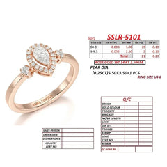 0.45 CT Pear Halo Ring