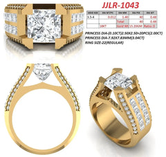 5.5 CT Princess Wide Triple-Row Channel Men's Ring