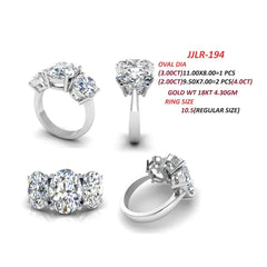 7 CT Oval Three Stone Ring