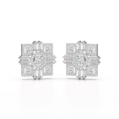 9.25 CT Baguette and Princess Cut Lab Diamond Stud Earrings