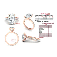 3.56 CT Oval Solitaire Pavé Ring
