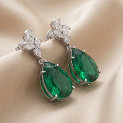 22.8 CT Pear Emerald Drop Earrings