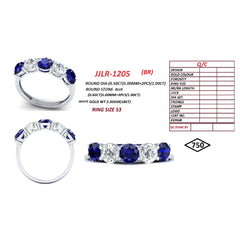 2.96 CT Round Sapphire & Diamond Half Eternity Band