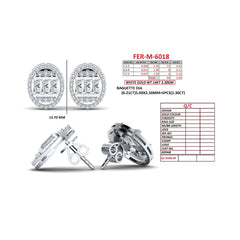 1.94 CT Baguette Diamond Oval Halo Stud Earrings