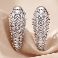 1.18 CT Diamond Pavé Talon Curved Drop Earrings