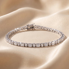 7.15 CT Round & Emerald Cut Tennis Bracelet