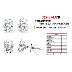 1 CT Oval Diamond Solitaire Stud Earrings