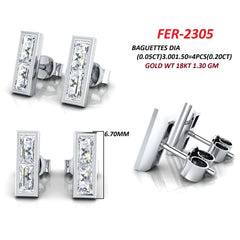 0.20 CT Framed Baguette Diamond Studs