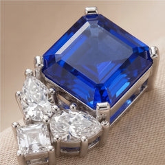 4.6 CT Emerald-cut Sapphire & Diamond Emerald-Cut Floral Accent Stud Earrings