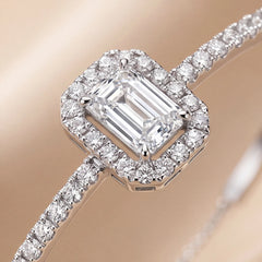 2.83 CT Emerald-Cut Diamond Halo Bangle