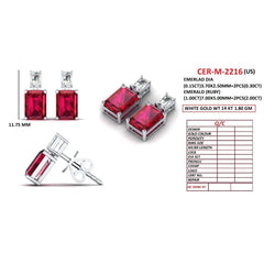 2.3 CT Emerald-cut Ruby Stud Earrings