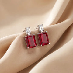 2.3 CT Emerald-cut Ruby Stud Earrings