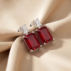 2.3 CT Emerald-cut Ruby Stud Earrings