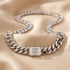 10.98 CT Emerald-cut Diamond Cuban Link Necklace