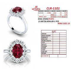 1.86 CT Oval Red Ruby Halo Ring