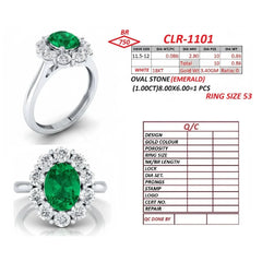 1.86 CT Oval Green Emerald Halo Ring