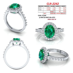 2.69 CT Oval Green Emerald Halo Ring